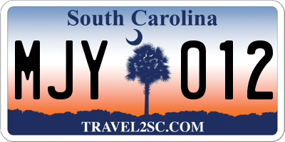 SC license plate MJY012