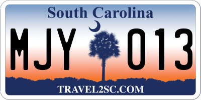 SC license plate MJY013