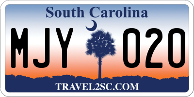 SC license plate MJY020