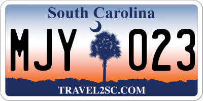 SC license plate MJY023