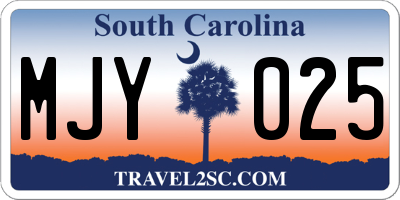 SC license plate MJY025