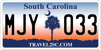 SC license plate MJY033