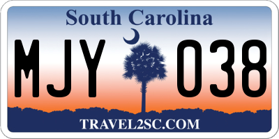 SC license plate MJY038