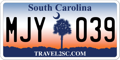 SC license plate MJY039