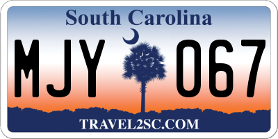 SC license plate MJY067