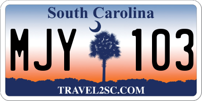 SC license plate MJY103