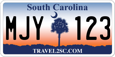 SC license plate MJY123