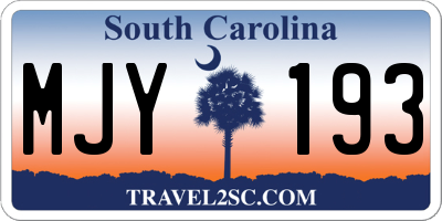 SC license plate MJY193