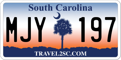 SC license plate MJY197