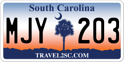 SC license plate MJY203