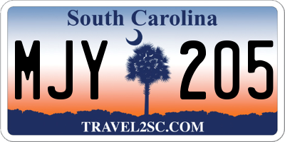 SC license plate MJY205