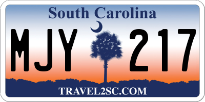 SC license plate MJY217