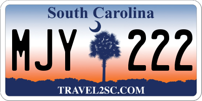 SC license plate MJY222