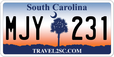 SC license plate MJY231