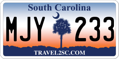 SC license plate MJY233