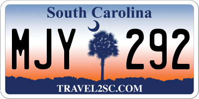 SC license plate MJY292