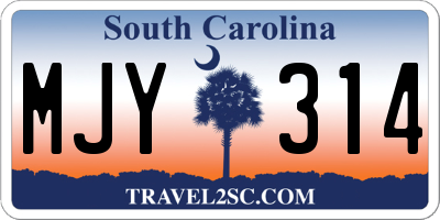 SC license plate MJY314