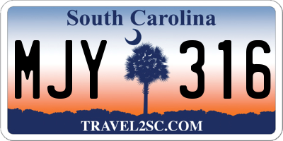SC license plate MJY316