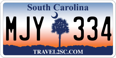 SC license plate MJY334