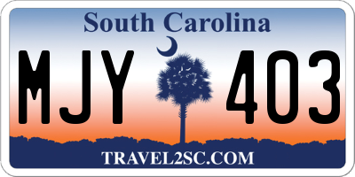 SC license plate MJY403