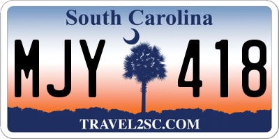 SC license plate MJY418