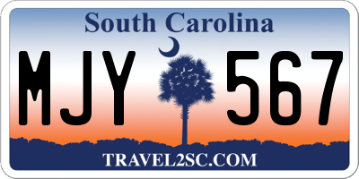SC license plate MJY567