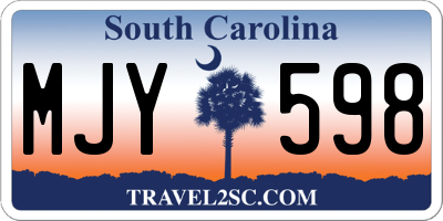 SC license plate MJY598