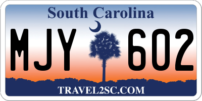 SC license plate MJY602