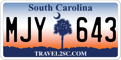 SC license plate MJY643