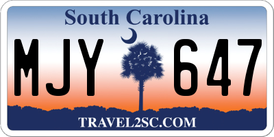 SC license plate MJY647