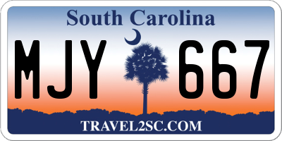 SC license plate MJY667