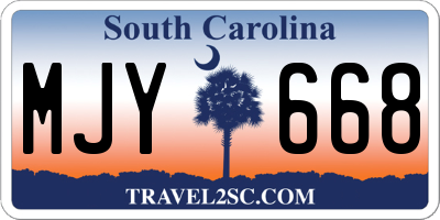SC license plate MJY668