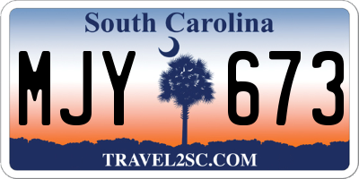 SC license plate MJY673
