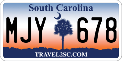 SC license plate MJY678