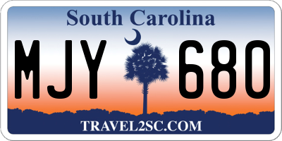 SC license plate MJY680