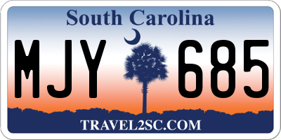 SC license plate MJY685