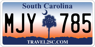 SC license plate MJY785