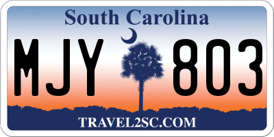 SC license plate MJY803