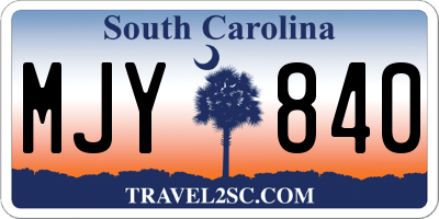 SC license plate MJY840