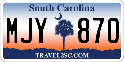 SC license plate MJY870