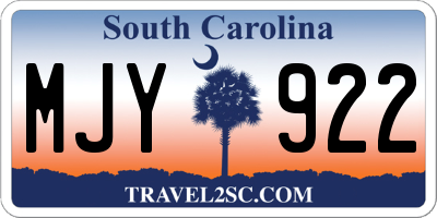 SC license plate MJY922