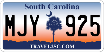 SC license plate MJY925
