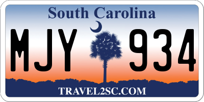 SC license plate MJY934