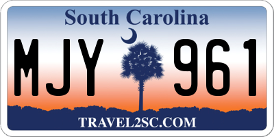 SC license plate MJY961