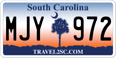 SC license plate MJY972