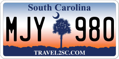 SC license plate MJY980
