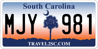SC license plate MJY981