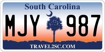 SC license plate MJY987