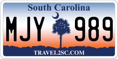 SC license plate MJY989
