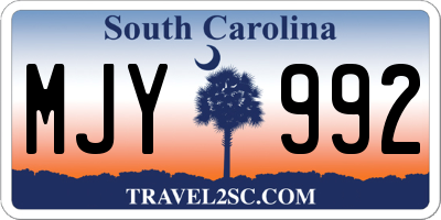 SC license plate MJY992